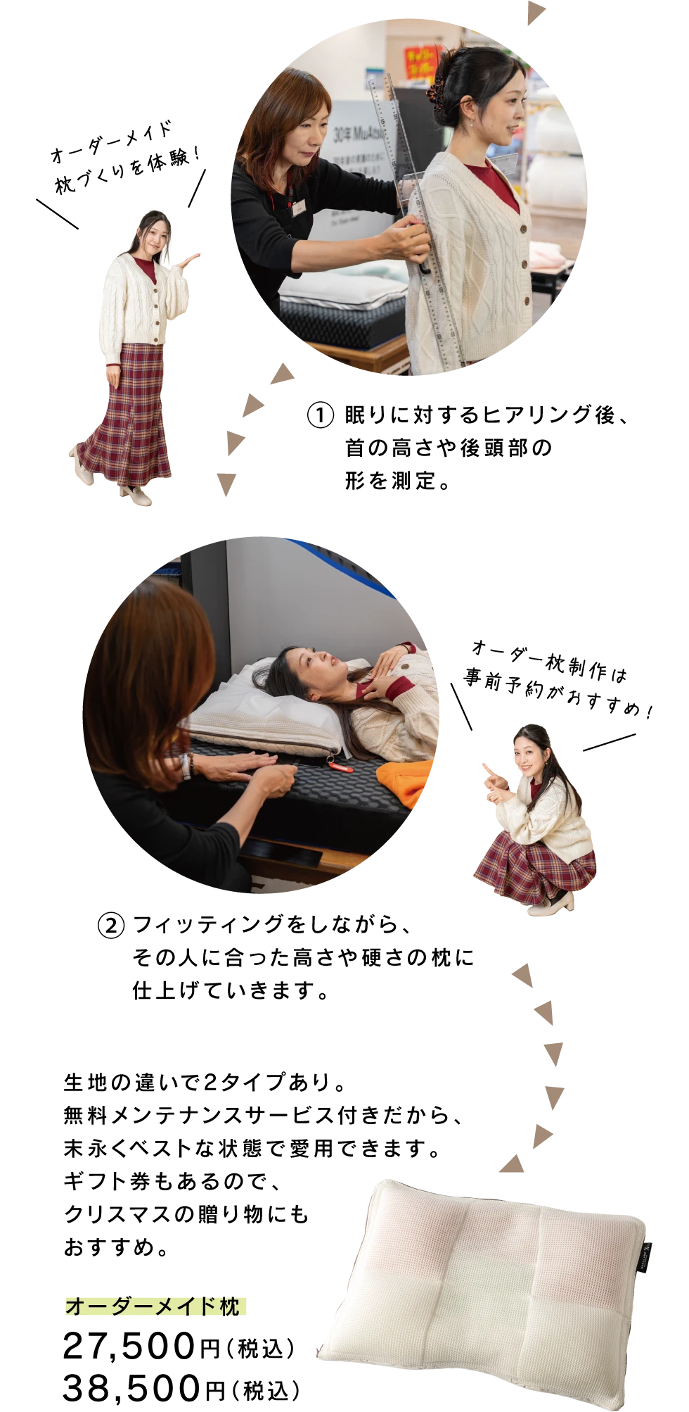 オーダーメイド枕／27,500円（税込）・38,500円（税込）